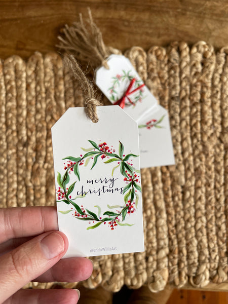 Australian Flower wreath 10 gift tag set