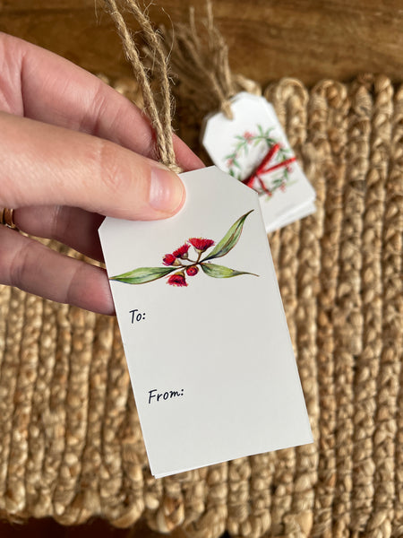 Australian Flower wreath 10 gift tag set