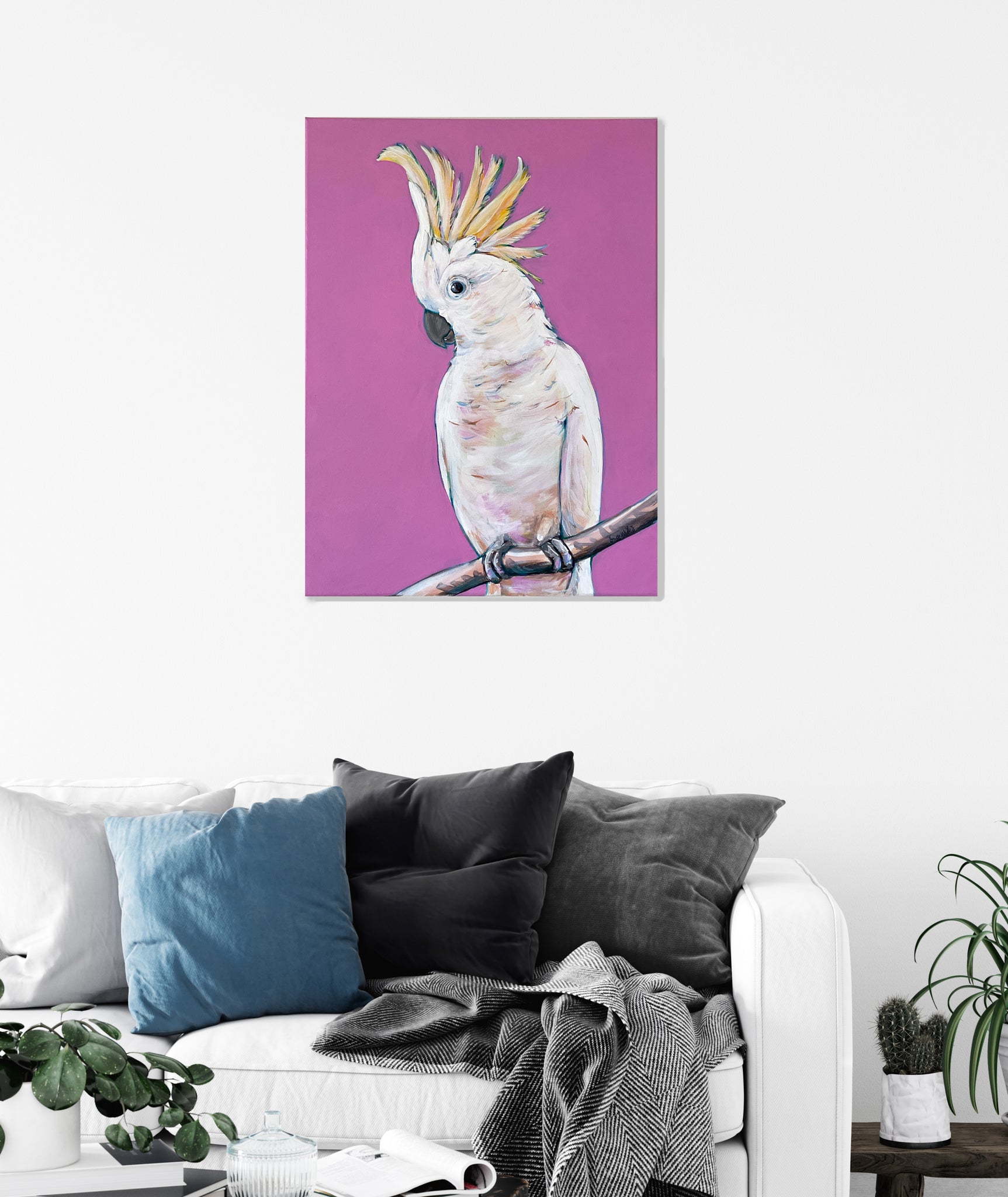 Original Australian Sulphur Crested Cockatoo acrylic painting