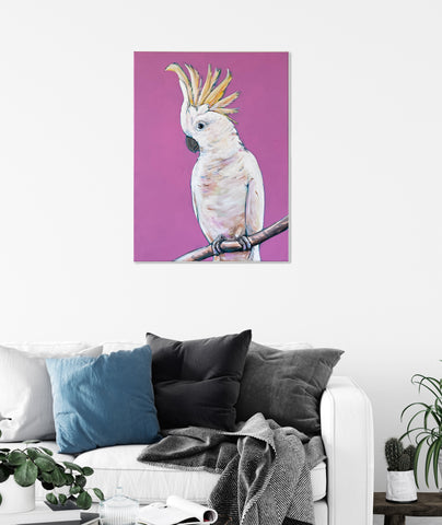 Original Australian Sulphur Crested Cockatoo acrylic painting